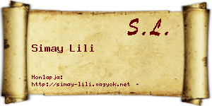 Simay Lili névjegykártya